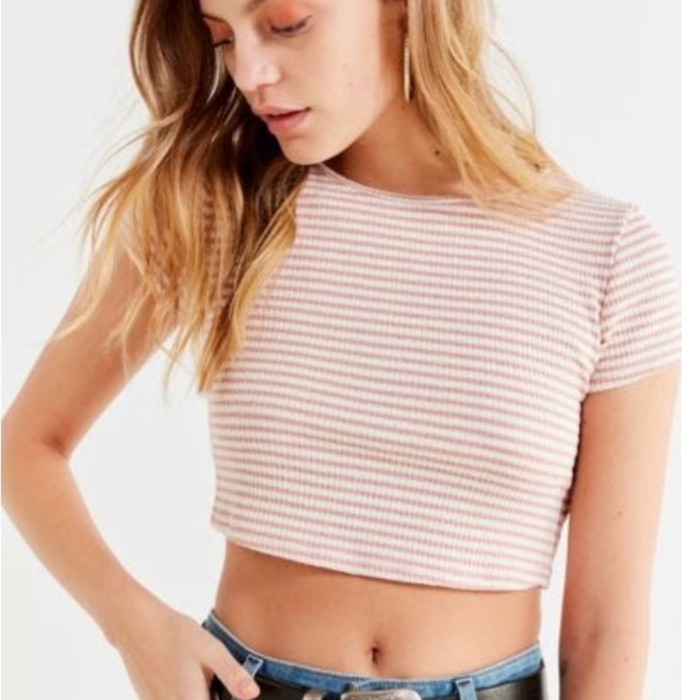 Urban Outfitters Light Pink Striped Crop Top NWT